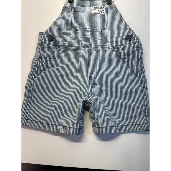 Carters‎ Blue denim stripe Overalls Shorts (6 months) - Picture 3 of 7